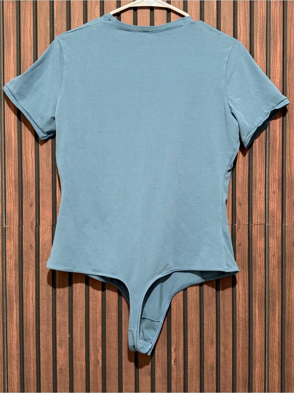 Quince Stretch Cotton Jersey Bodysuit Ocean Blue Size XL - Picture 2 of 3